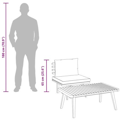 Градински комплект с възглавници, 2 части, акациево дърво масив