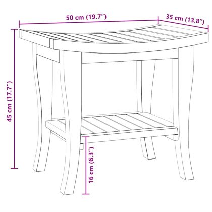 Помощна маса за баня 50x35x45 см тиково дърво масив