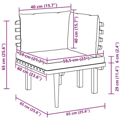 Градински ъглов диван с възглавници, акациево дърво масив
