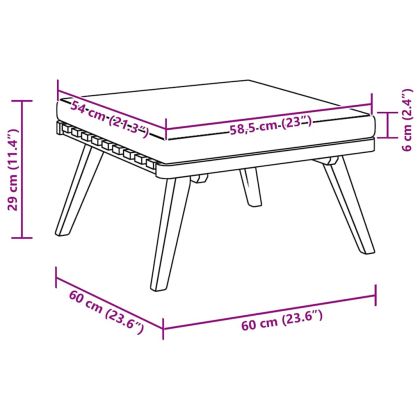Градинска табуретка с възглавница, 60x60x29 см, акация масив
