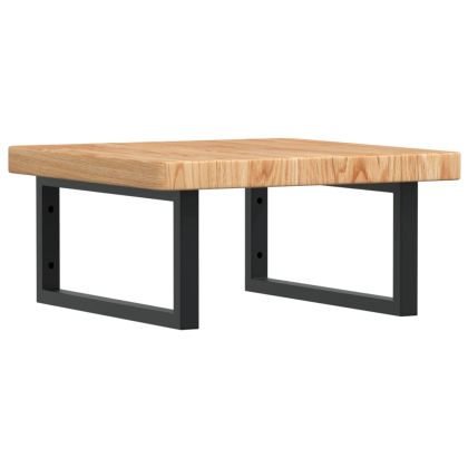 Стенен рафт за мивка, стомана и масивно дърво дъб