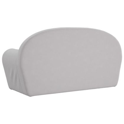 Детско диванче-легло, 2-местно, светлосиво, мек плюш