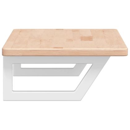 Стенен рафт за мивка, стомана и масивно дърво дъб