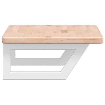 Стенен рафт за мивка, стомана и масивно дърво дъб