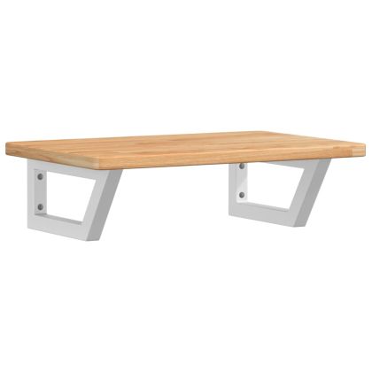 Стенен рафт за мивка, стомана и масивно дърво дъб