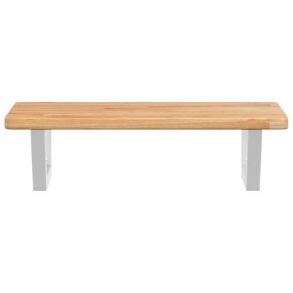 Стенен рафт за мивка, стомана и масивно дърво дъб