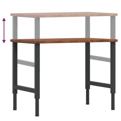 Работна маса тъмнокафяв 100x60x(71,5-98) см дъб масив