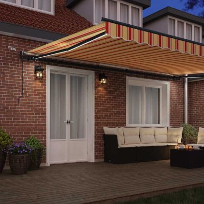 Сгъваем навес с жълто и оранжево 500 × 300 cm текстил