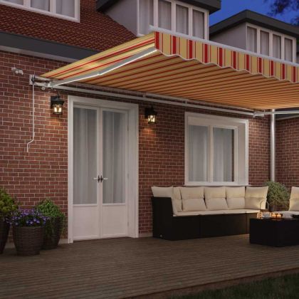 Сгъваем навес Жълт и оранжев 500 × 350 cm Текстил и Метал