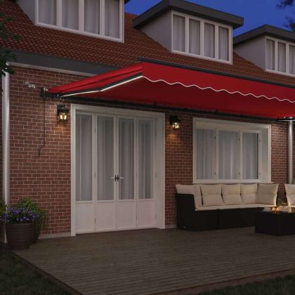 Сгъваем навес с Червено 600 × 300 cm текстил