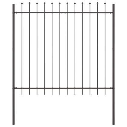 Градска ограда 4 pcs Сив 6,8 x 1,5 м Прахово боядисана стомана