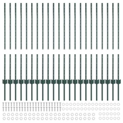 Оградни стълбове 22 pcs Зелен 140 cm Стомана