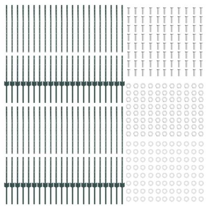 Оградни стълбове 44 pcs Зелен 140 cm Стомана