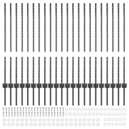 Оградни стълбове 44 pcs Сив 140 cm Стомана