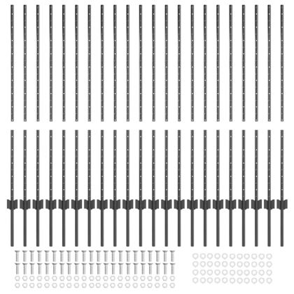 Оградни стълбове 44 pcs Сив 160 cm Стомана