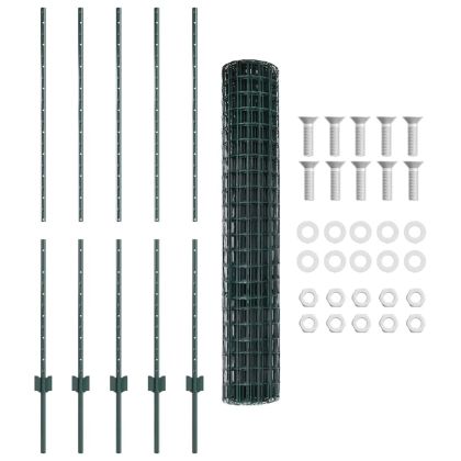 Ограда и колче Зелен 1,4 x 10 m Стомана