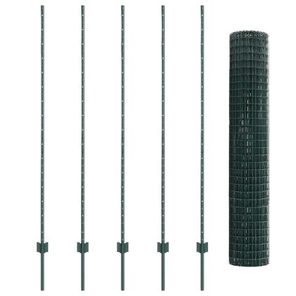 Ограда и колче Зелен 1,5 x 10 m Стомана
