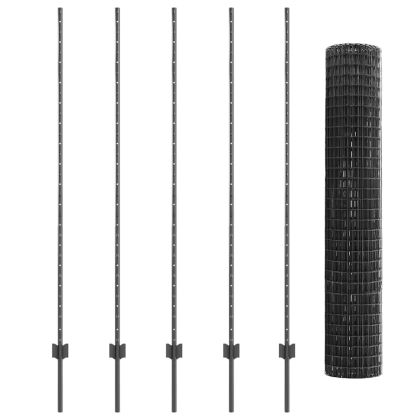 Ограда и колче Сив 1,6 x 10 m Стомана