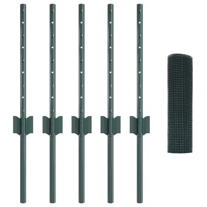 Ограда с пост Зелен 0,4 x 10 м Стомана и PVC