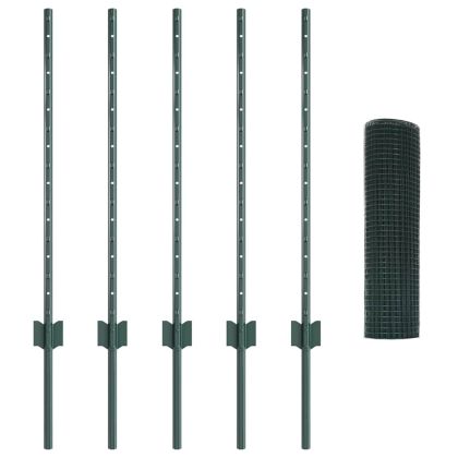 Ограда и колче Зелен 0,8 x 10 m Стомана