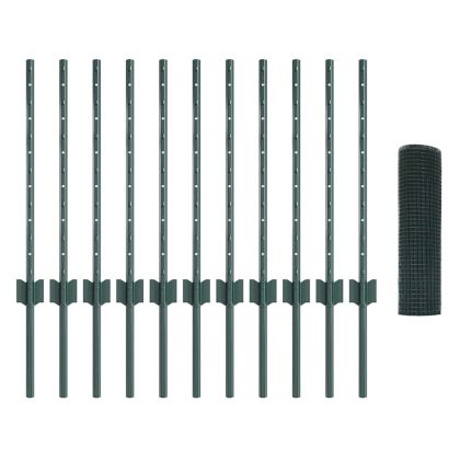 Ограда и колче Зелен 0,6 x 25 м Стомана