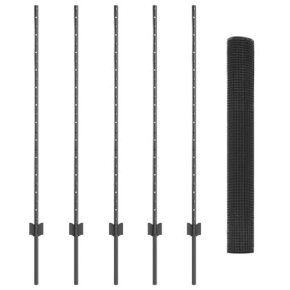 Ограда и колче Сив 1,2 x 10 m Стомана