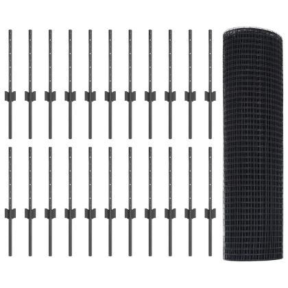 Ограда и колче Сив 0,4 x 50 м Стомана