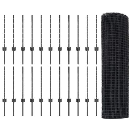 Ограда и колче Сив 0,6 x 50 м Стомана