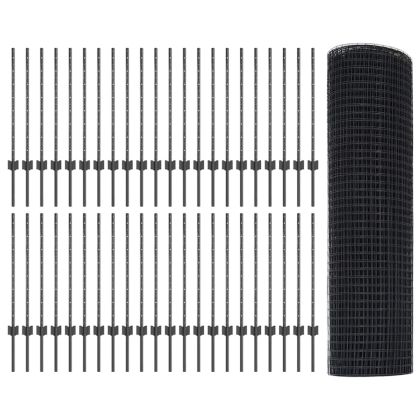 Ограда и колче Сив 0,8 x 100 м Стомана