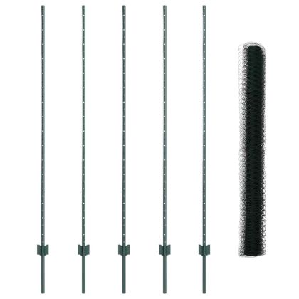 Ограда и колче Зелен 1,6 x 10 m Стомана