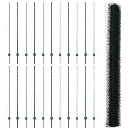 Ограда и колче Зелен 1,5 x 50 m Стомана