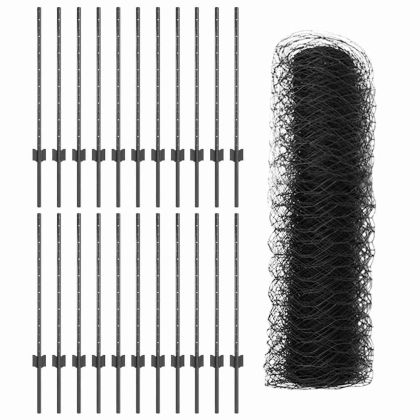 Ограда и колче Сив 0,8 x 50 м Стомана