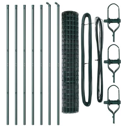 Оградa с колчета Зелен 1.5 x 10 m Стомана
