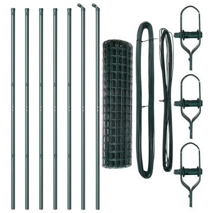 Оградa с колчета Зелен 1 x 10 m Стомана