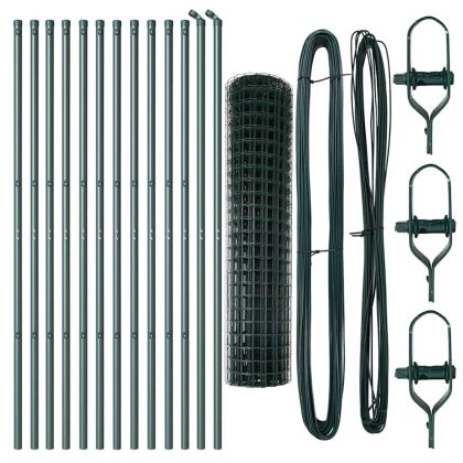 Оградa с колчета Зелен 1 x 25 m Стомана