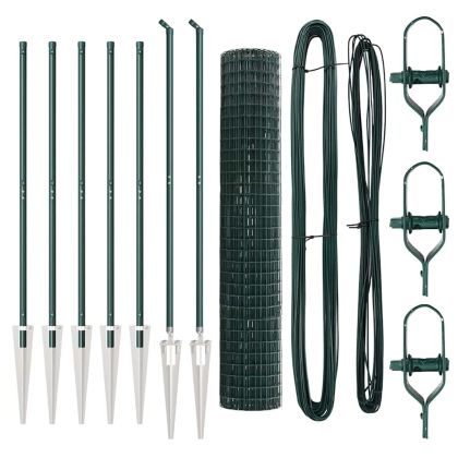 Оградa с колчета Зелен 1.5 x 10 m Стомана