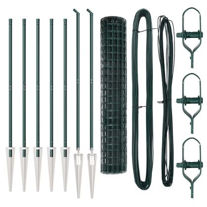 Оградa с колчета Зелен 1.5 x 10 m Стомана