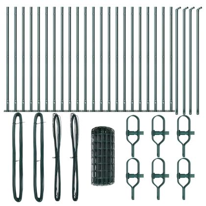 Ограда с пост Зелен 0,6 x 50 м Стомана и PVC