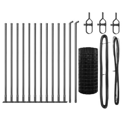 Ограда с пост Сив 0,6 x 25 м Стомана и PVC