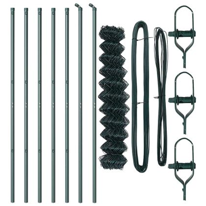 Оградна верига с колони Зелен 1.5 x 10 m Стомана