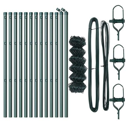Оградна верига с колони Зелен 0.8 x 25 m Стомана