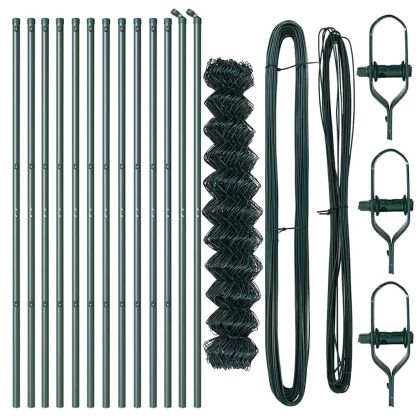 Оградна верига с колони Зелен 1.2 x 25 m Стомана