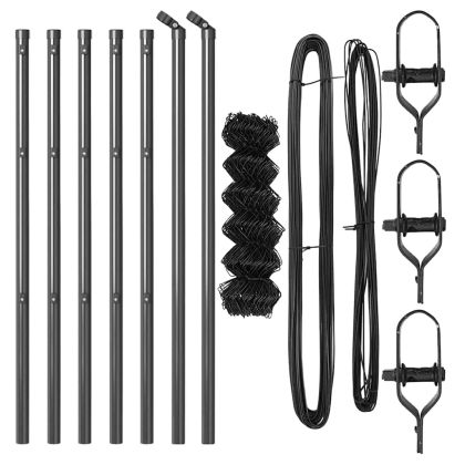 Оградна верига с колони Сив 0.8 x 10 m Стомана