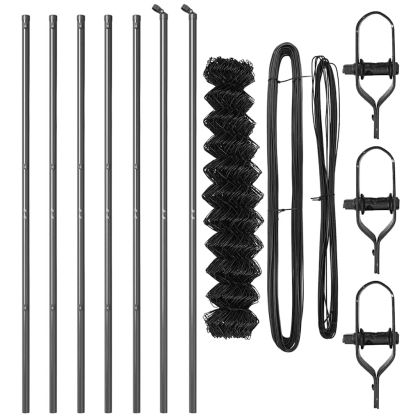 Оградна верига с колони Сив 1.4 x 10 m Стомана