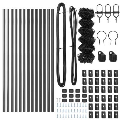 Оградна верига с колони Сив 0.8 x 25 m Стомана