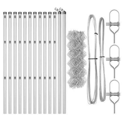 Оградна верига с колони Сребрист 0.6 x 25 м Стомана