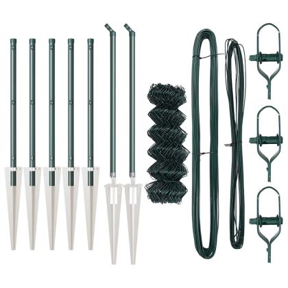 Оградна верига с колони Зелен 0.4 x 10 м Стомана