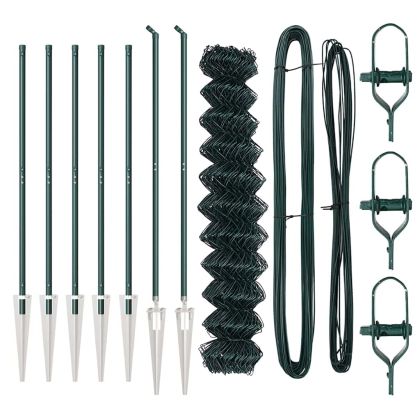 Оградна верига с колони Зелен 1.4 x 10 m Стомана