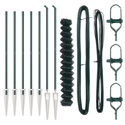 Оградна верига с колони Зелен 1.5 x 10 m Стомана