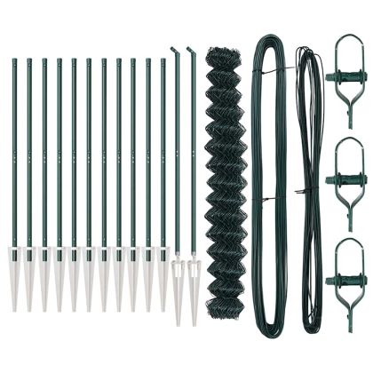 Оградна верига с колони Зелен 1.5 x 25 m Стомана